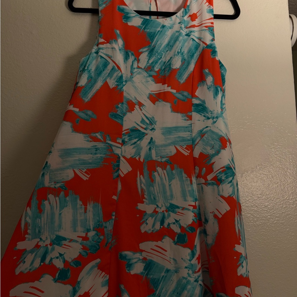 Peach Love California Red and Blue Halter Sundress